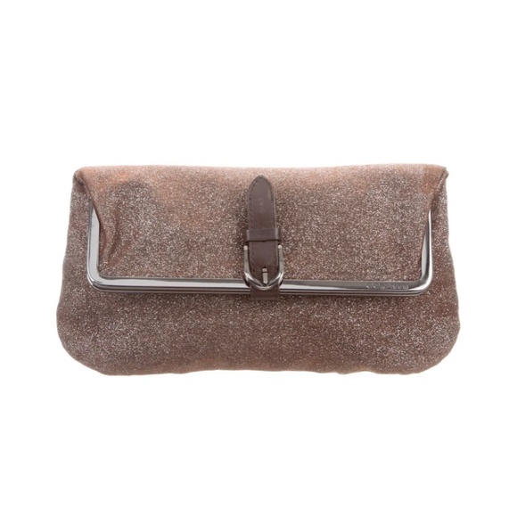 Jimmy Choo Buckle Accented Metallic Clutch - Picture 2 of 5